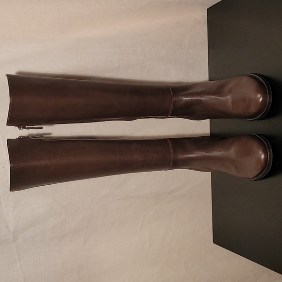 Cole Haan Rockland Chestnut Brown Leather Riding Boots - Picture 3 of 12